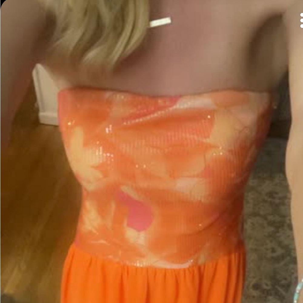 Orange Two-Tone Maxi Dress